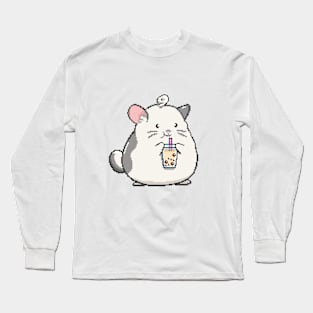 Pixel Mouse Loves Boba Tea! Long Sleeve T-Shirt